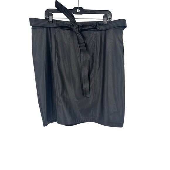 Calvin Klein Womens Black Faux Leather Skirt Size 16W New - Picture 2 of 7